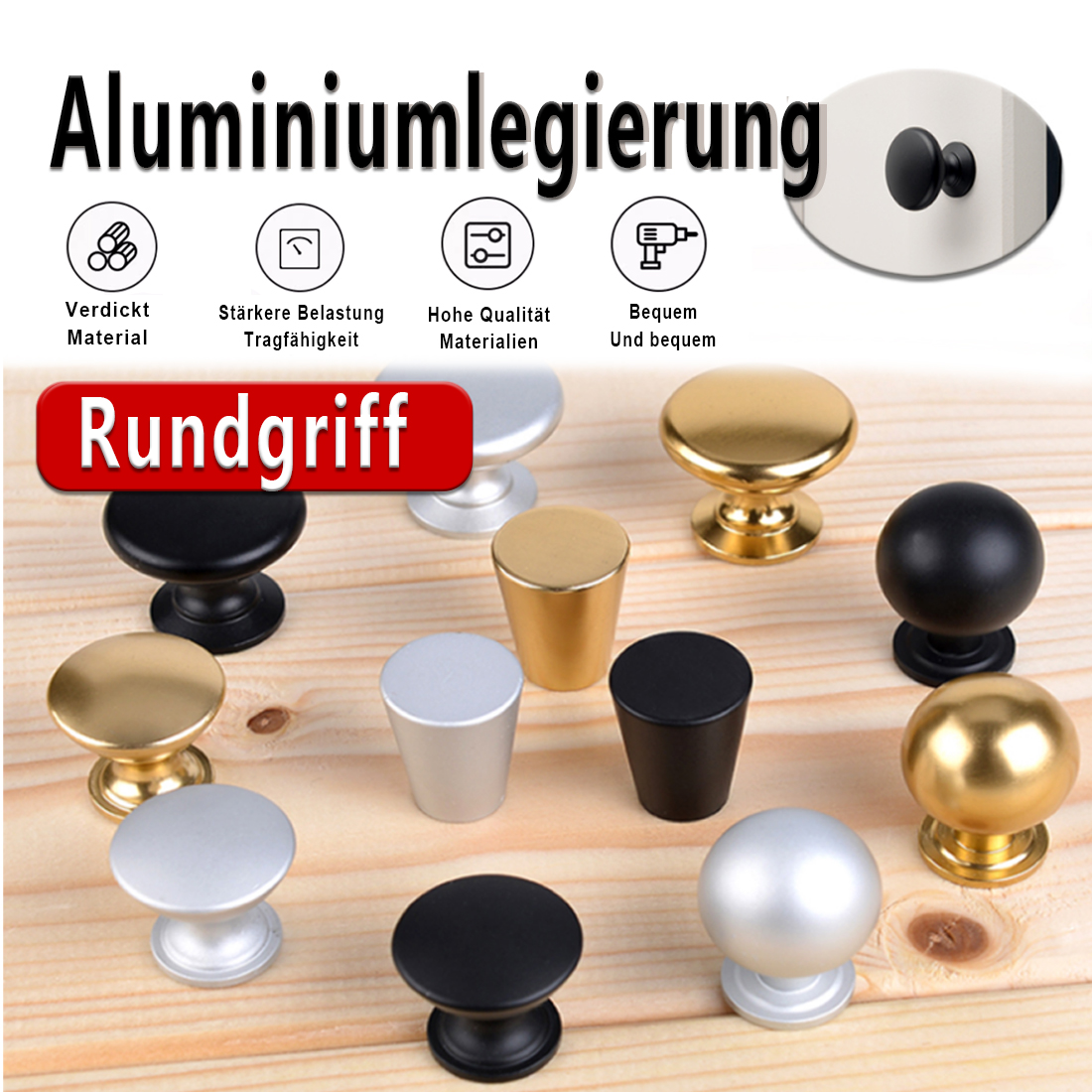 Cabinet Knob Round - 5PCS Aluminum Kitchen Cupboard Round Shape