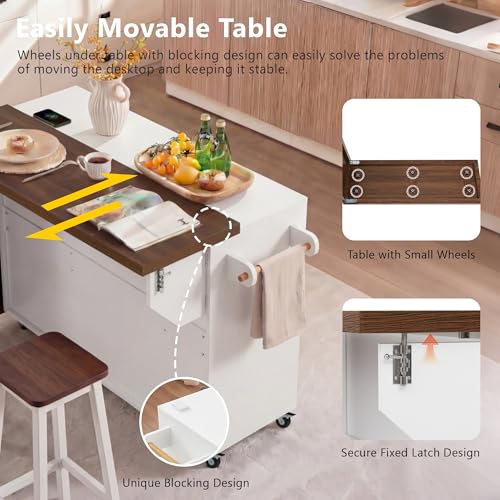 White Rolling Kitchen Island W - Soft Close Hinge ulasan dan harga
