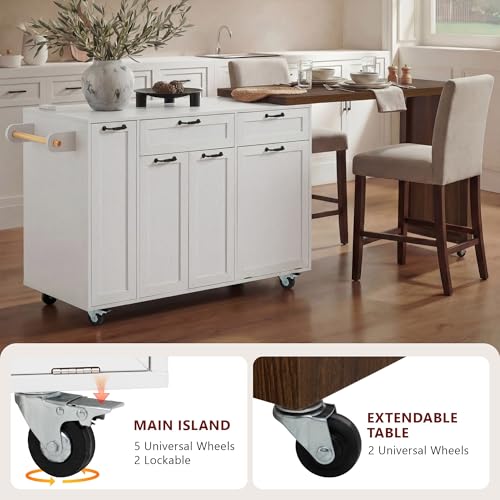 White Rolling Kitchen Island W - Soft Close Hinge ulasan dan harga