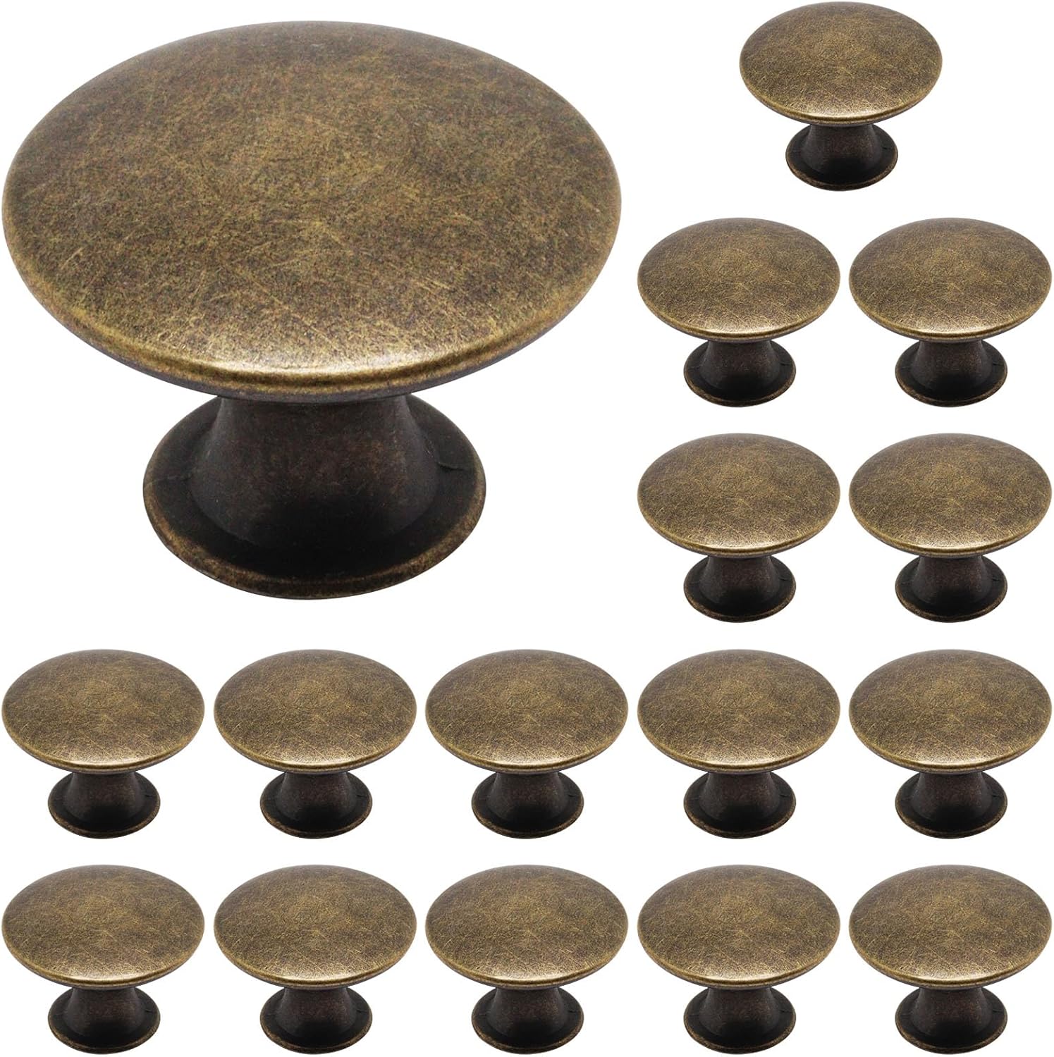 16 Pack Antique Brass Cabinet  - Cabinet Knob Round ulasan dan harga